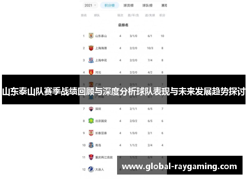 山东泰山队赛季战绩回顾与深度分析球队表现与未来发展趋势探讨