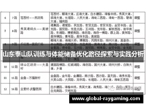 山东泰山队训练与体能储备优化路径探索与实践分析